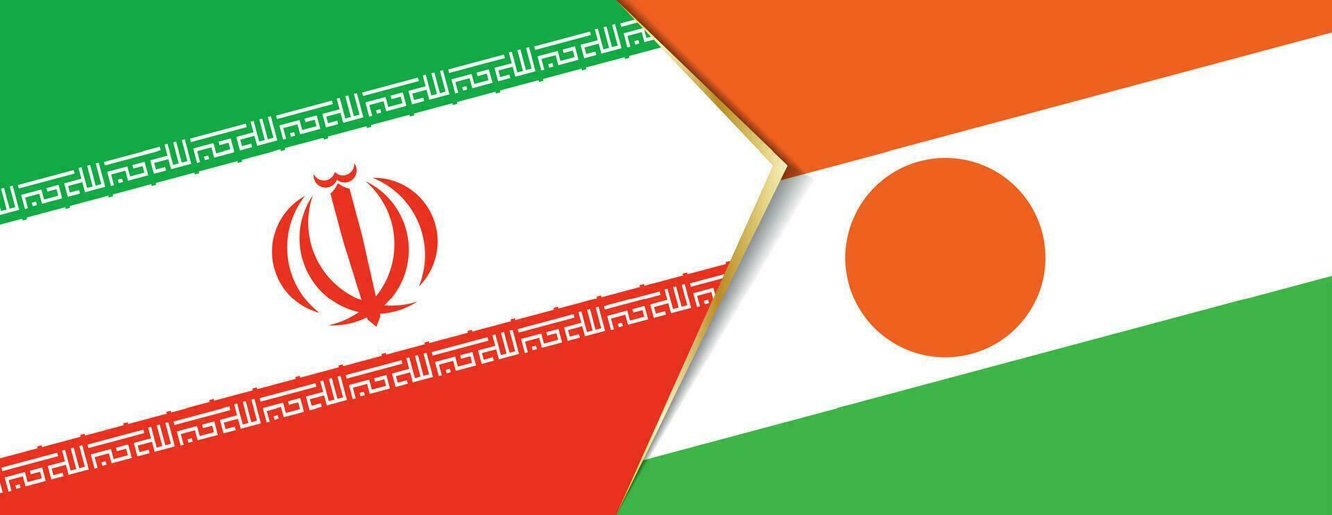 Iran and Niger flags, two vector flags.