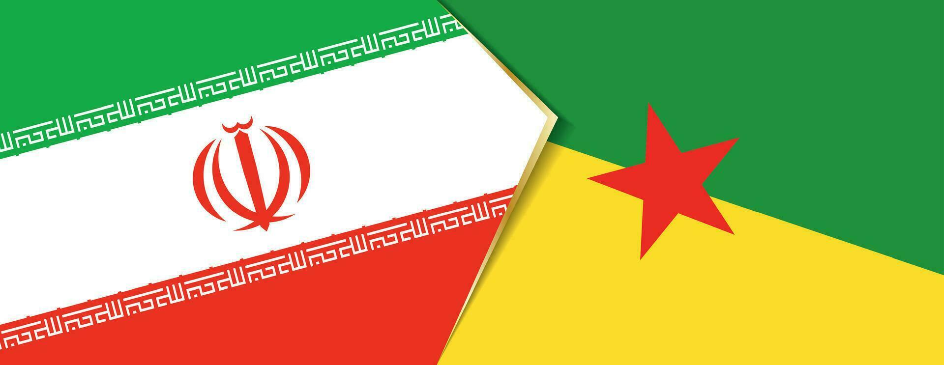 Iran and French Guiana flags, two vector flags.