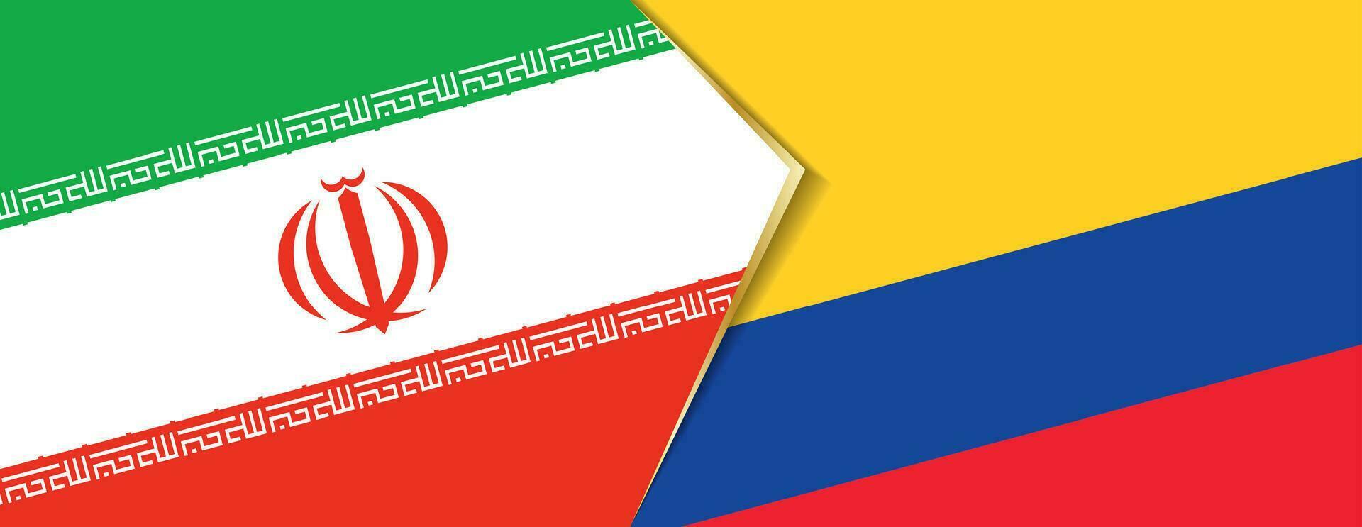 Iran and Colombia flags, two vector flags.