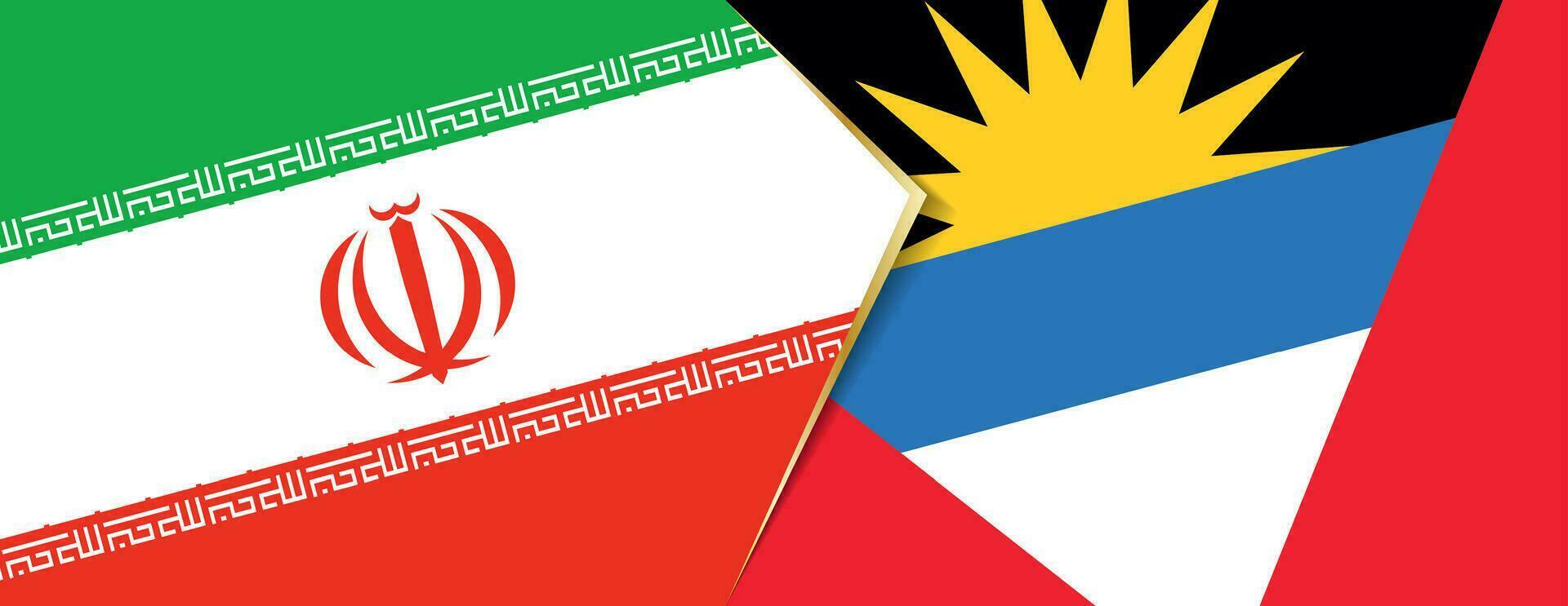 Iran and Antigua and Barbuda flags, two vector flags.