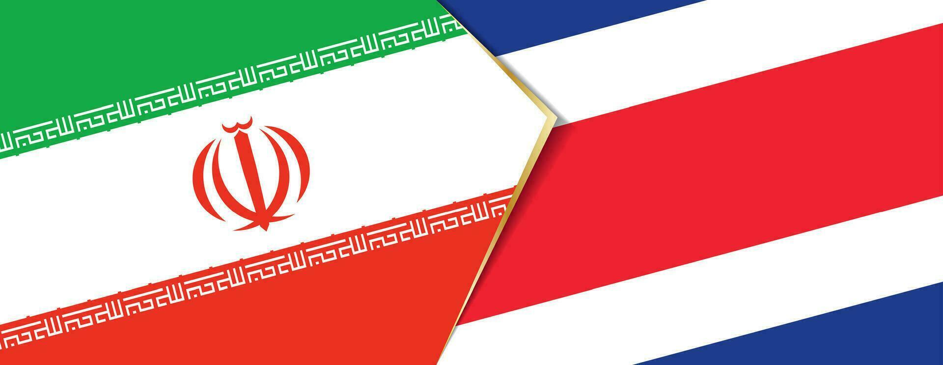 Iran and Costa Rica flags, two vector flags.