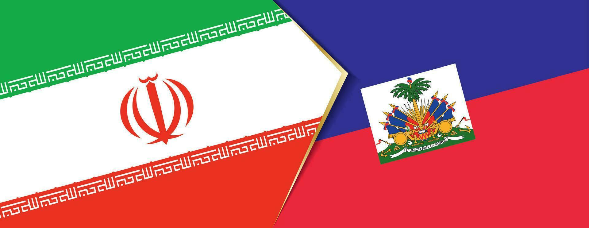 Iran and Haiti flags, two vector flags.