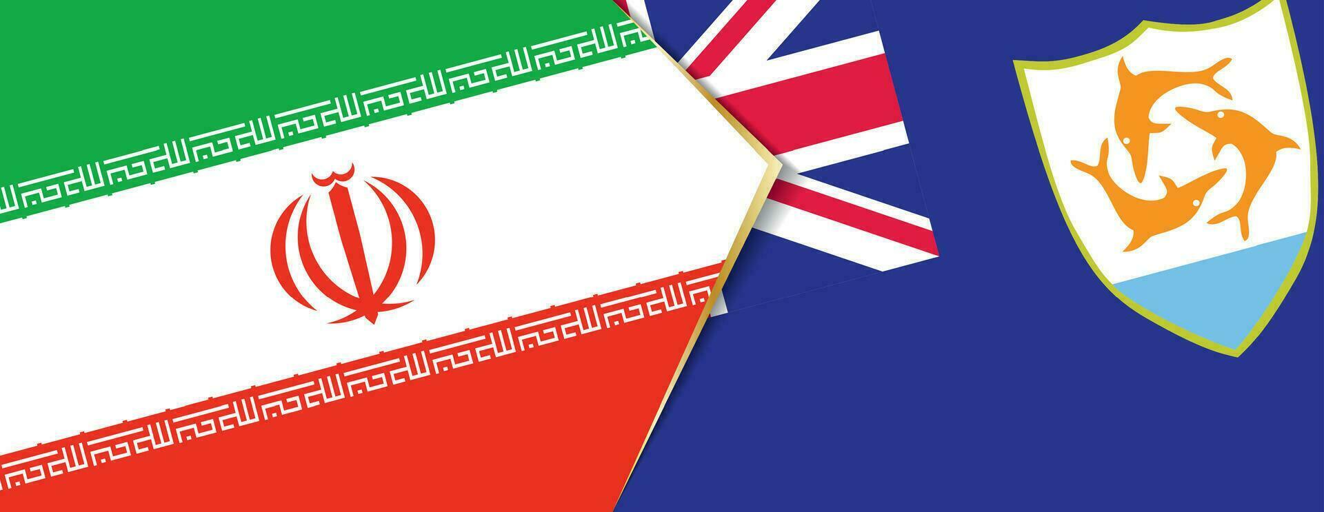 Iran and Anguilla flags, two vector flags.