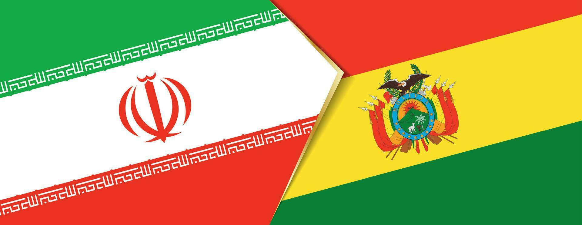 Iran and Bolivia flags, two vector flags.