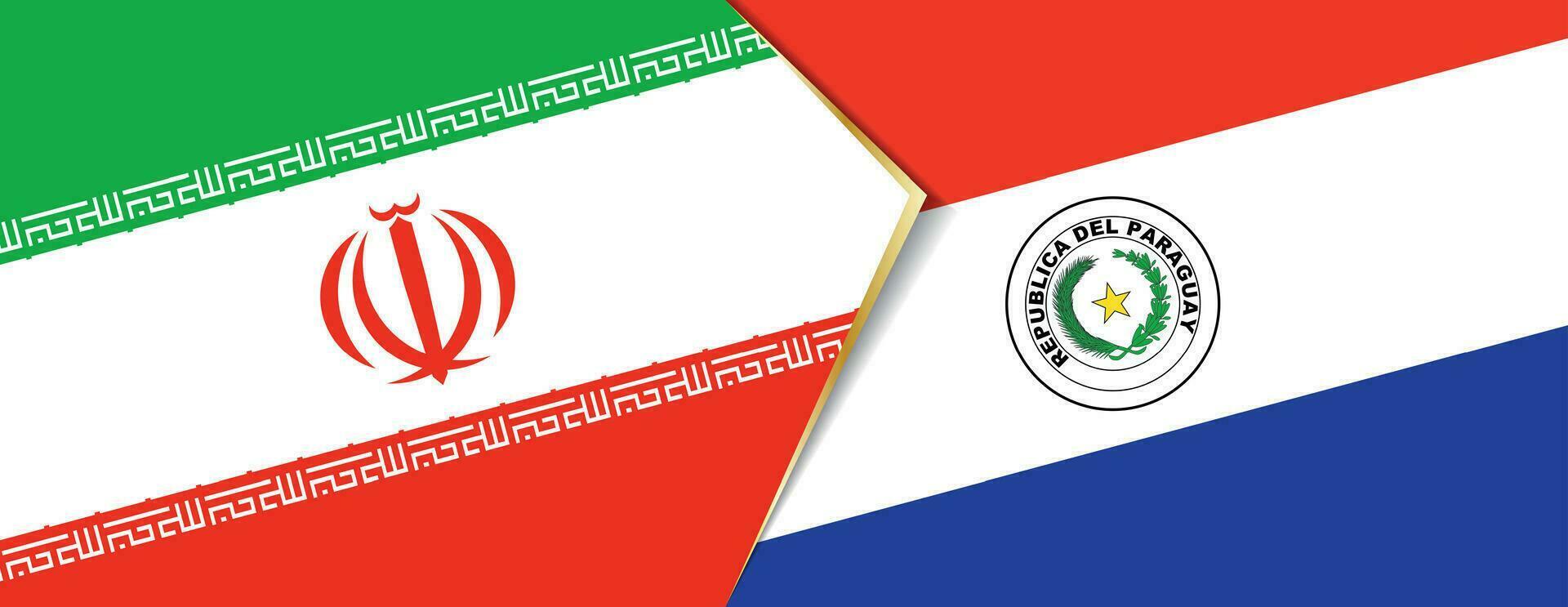 Iran and Paraguay flags, two vector flags.