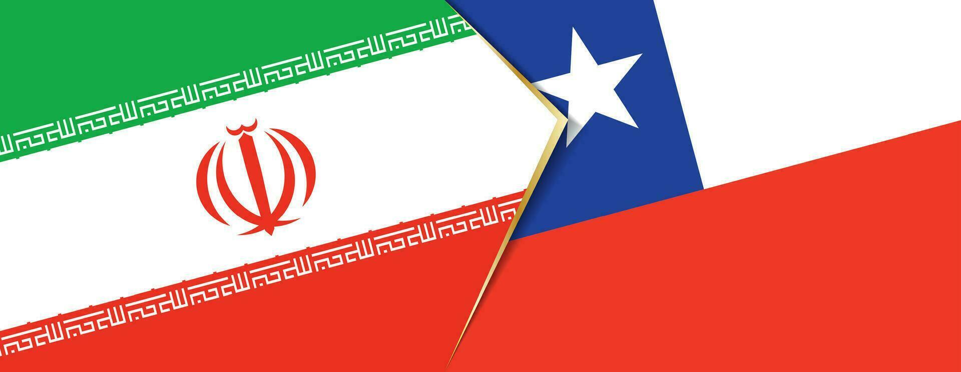 Iran and Chile flags, two vector flags.
