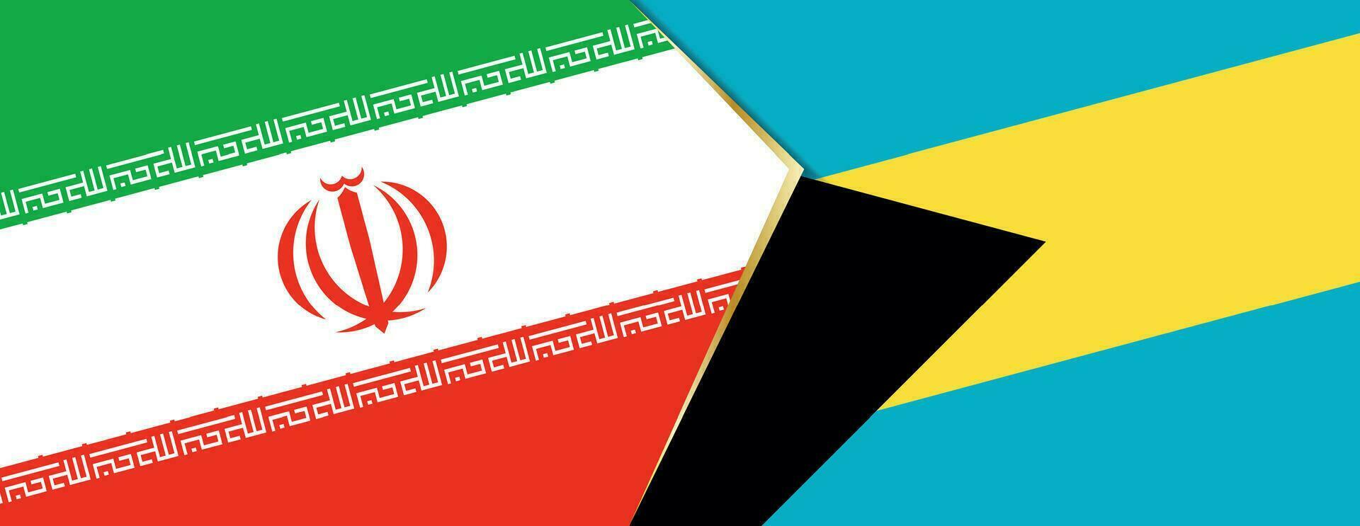 Iran and The Bahamas flags, two vector flags.