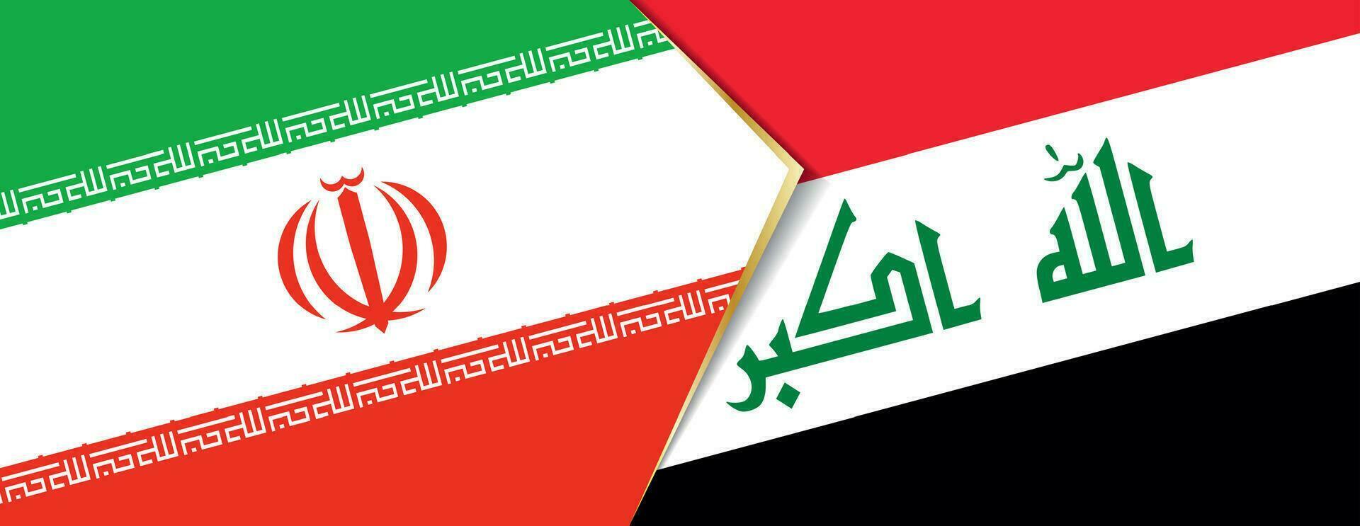 Iran and Iraq flags, two vector flags.