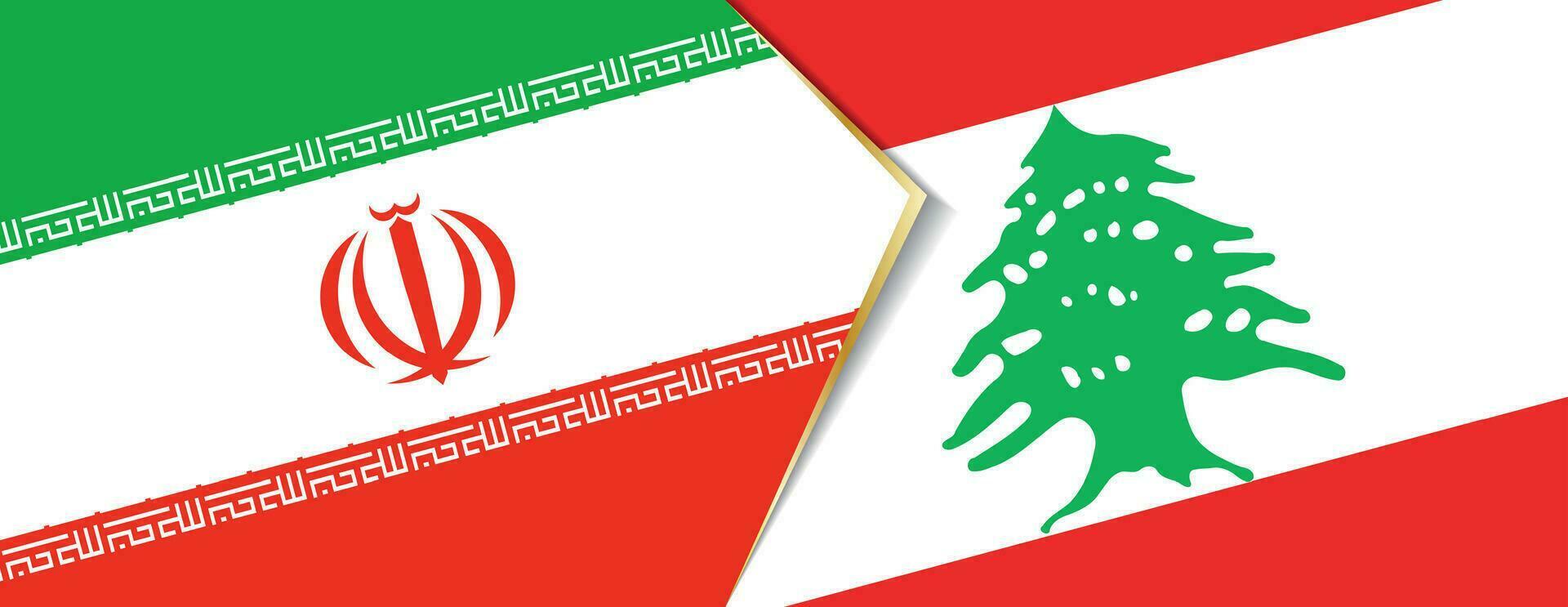 Iran and Lebanon flags, two vector flags.