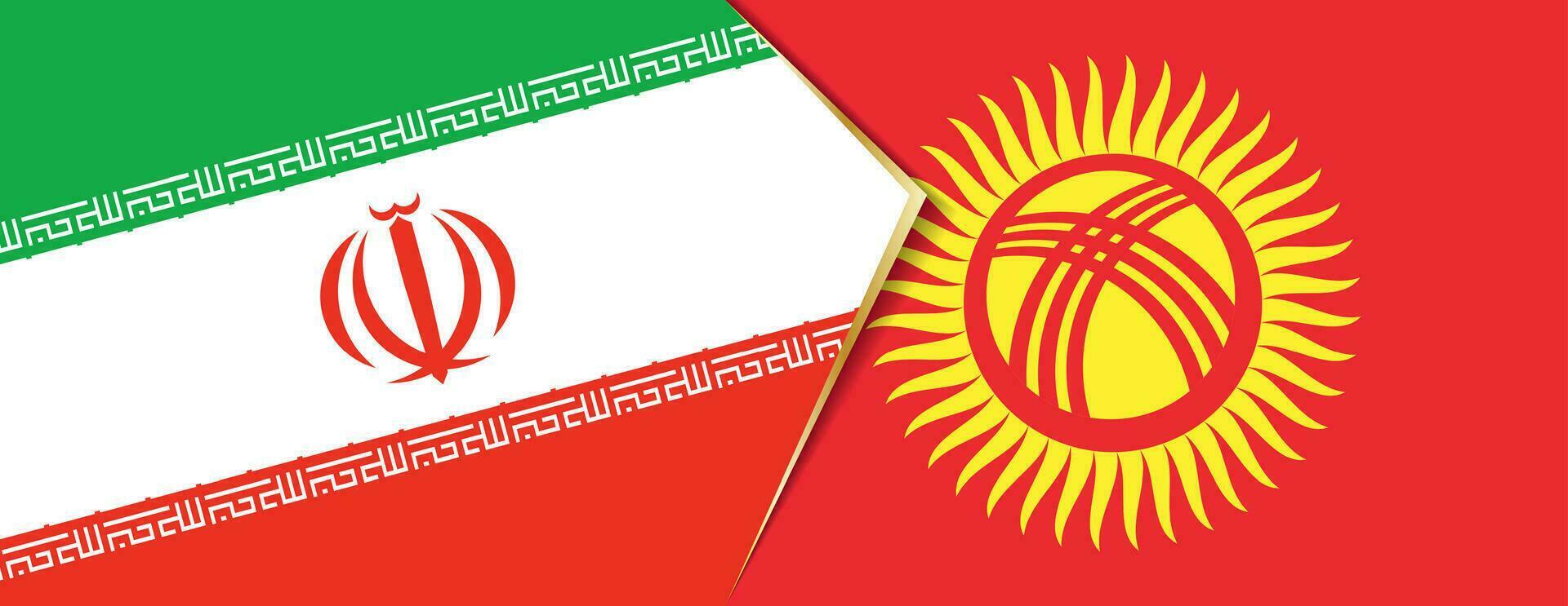 Iran and Kyrgyzstan flags, two vector flags.