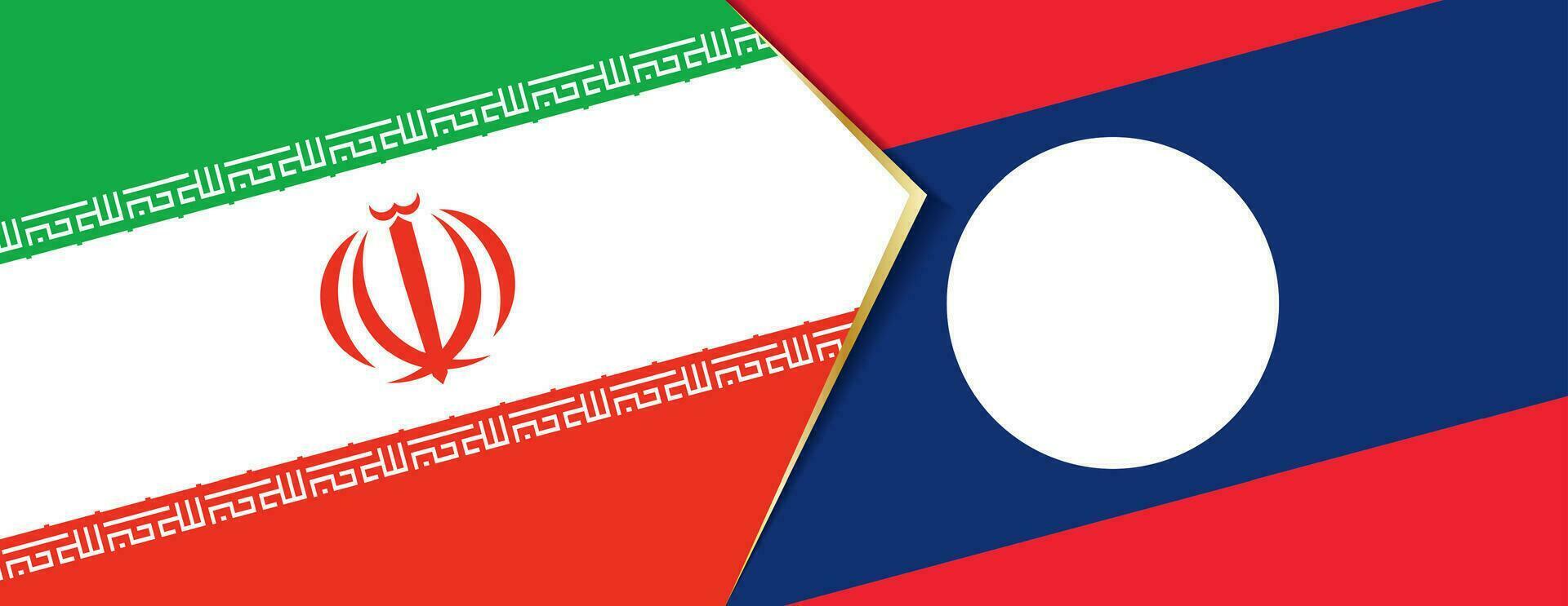 Iran and Laos flags, two vector flags.