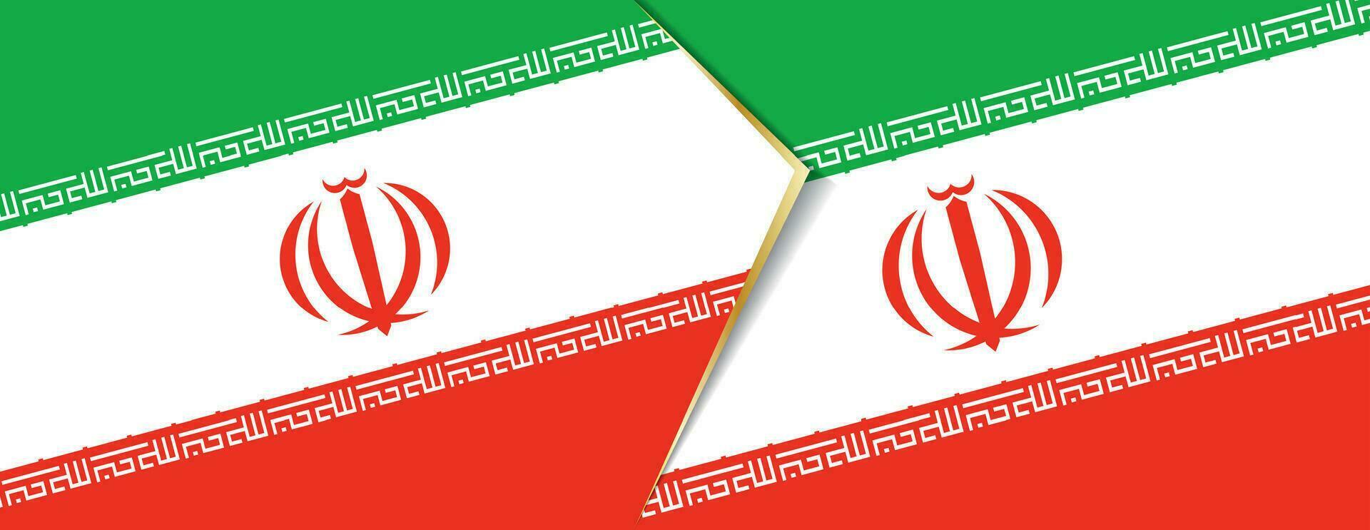 Iran and Bulgaria flags, two vector flags.