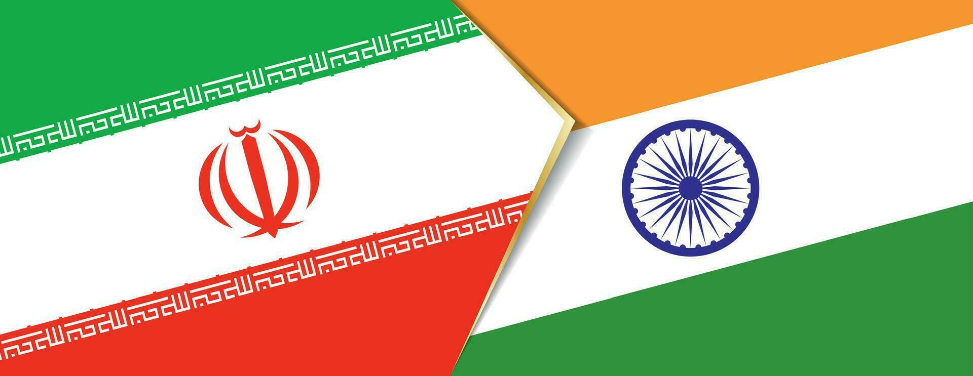 Iran and India flags, two vector flags.