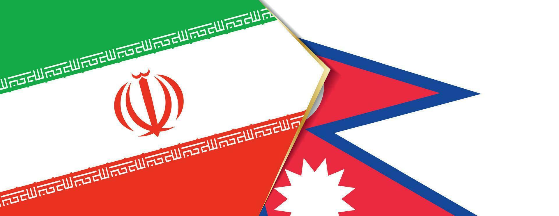 Iran and Nepal flags, two vector flags.