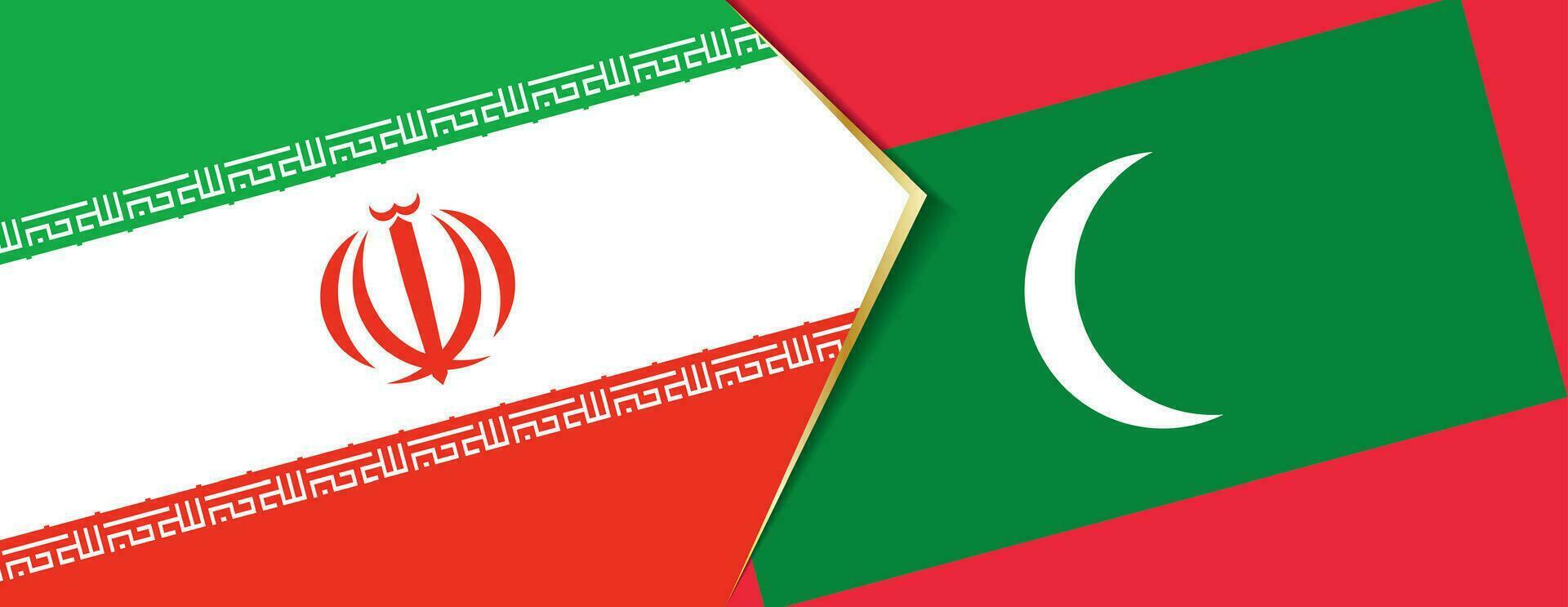 Iran and Maldives flags, two vector flags.