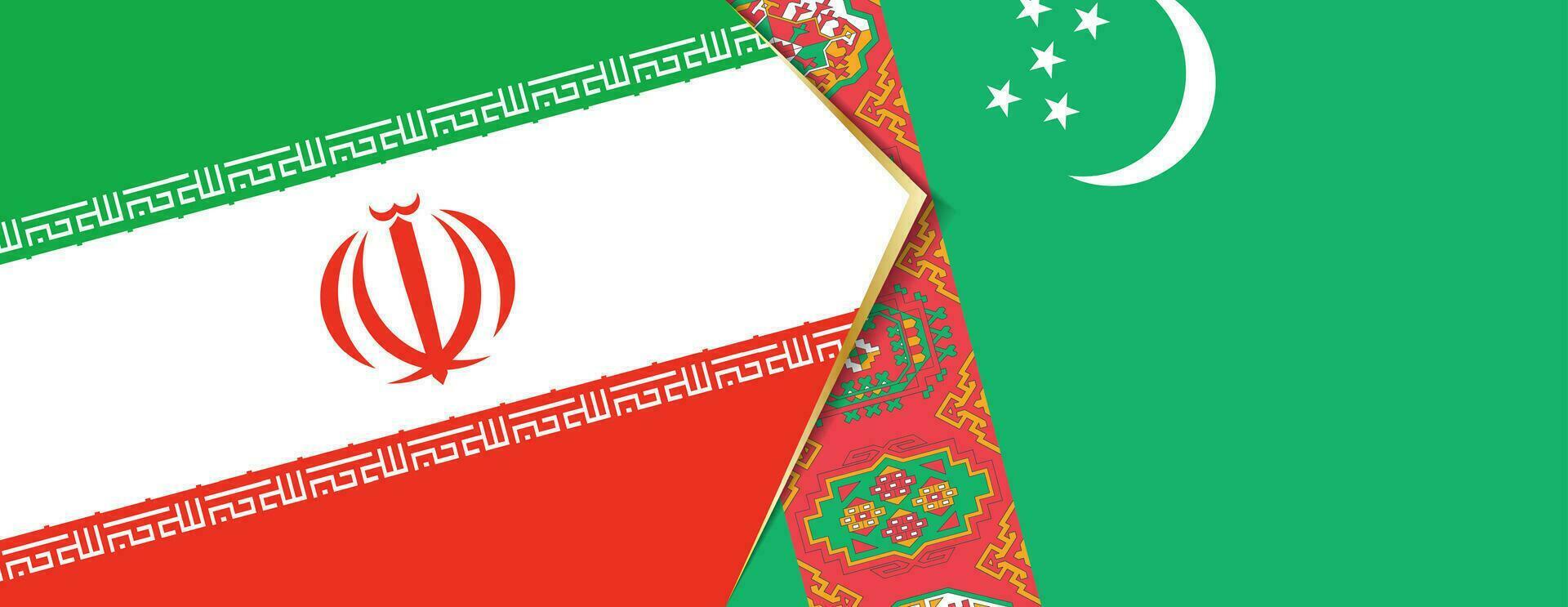 Iran and Turkmenistan flags, two vector flags.