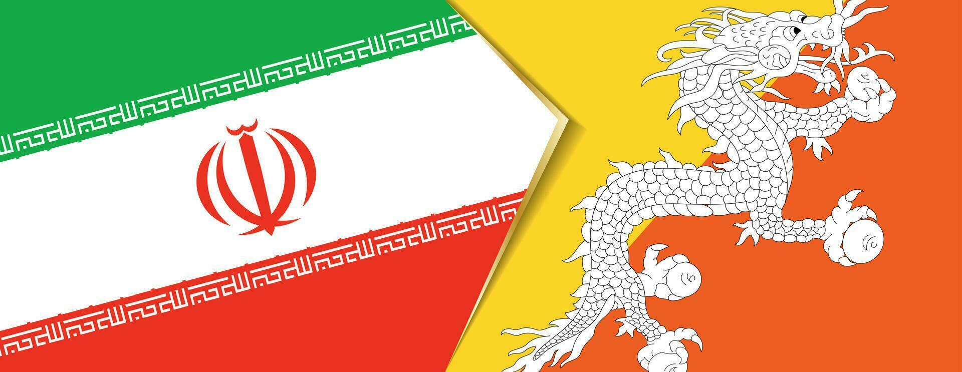 Iran and Bhutan flags, two vector flags.