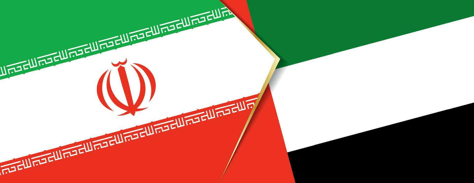 Iran and United Arab Emirates flags, two vector flags.