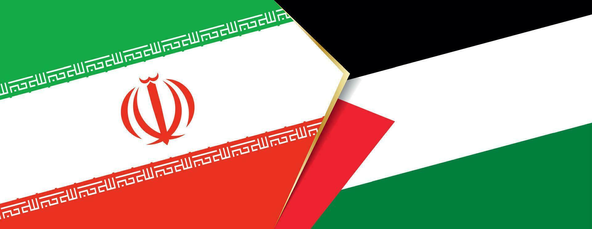 Iran and Palestine flags, two vector flags.