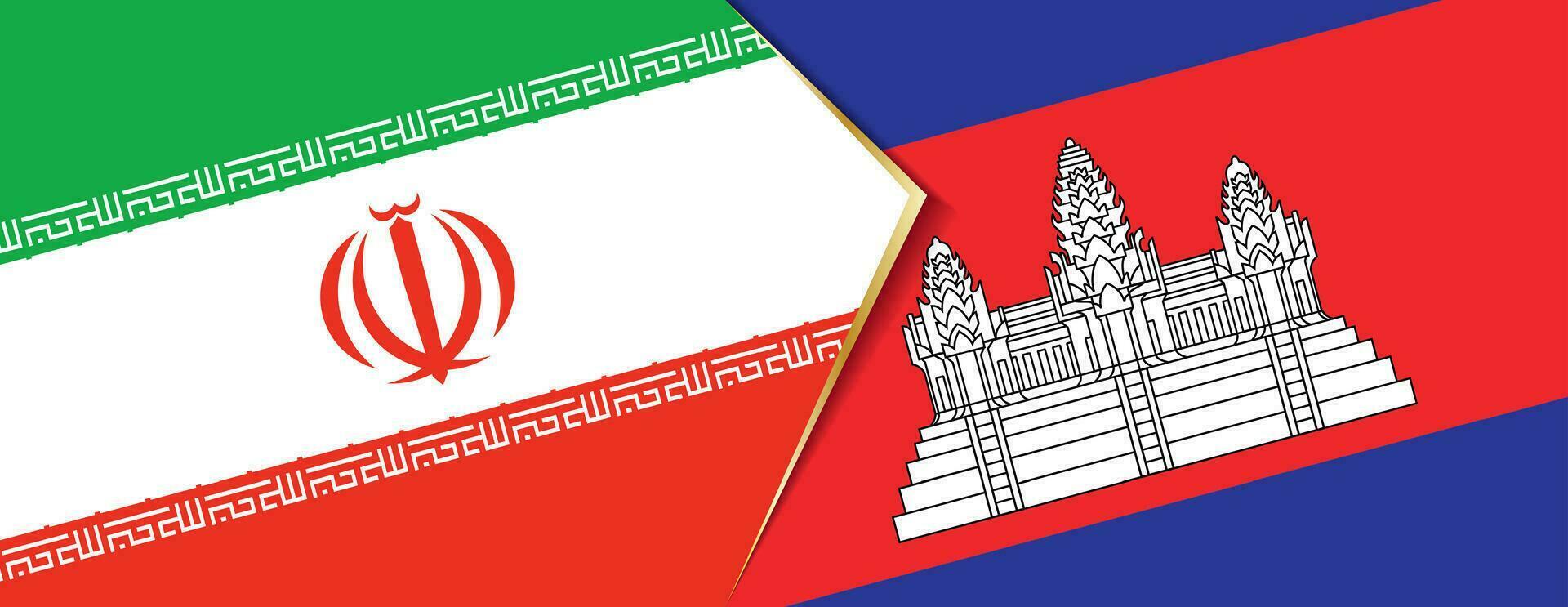 Iran and Cambodia flags, two vector flags.