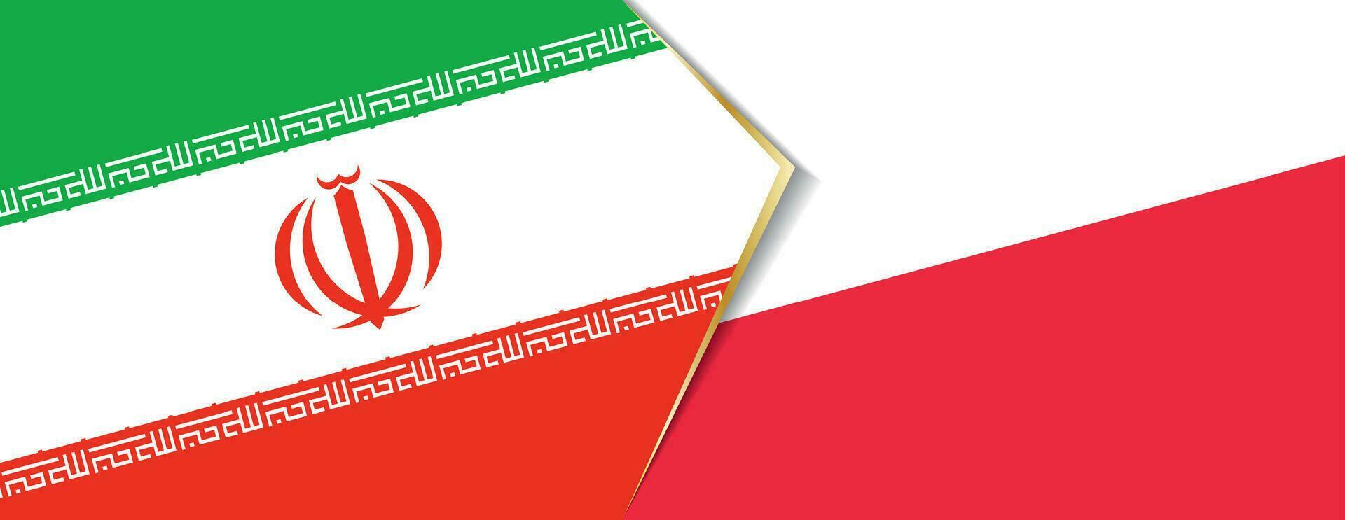 Iran and Poland flags, two vector flags.