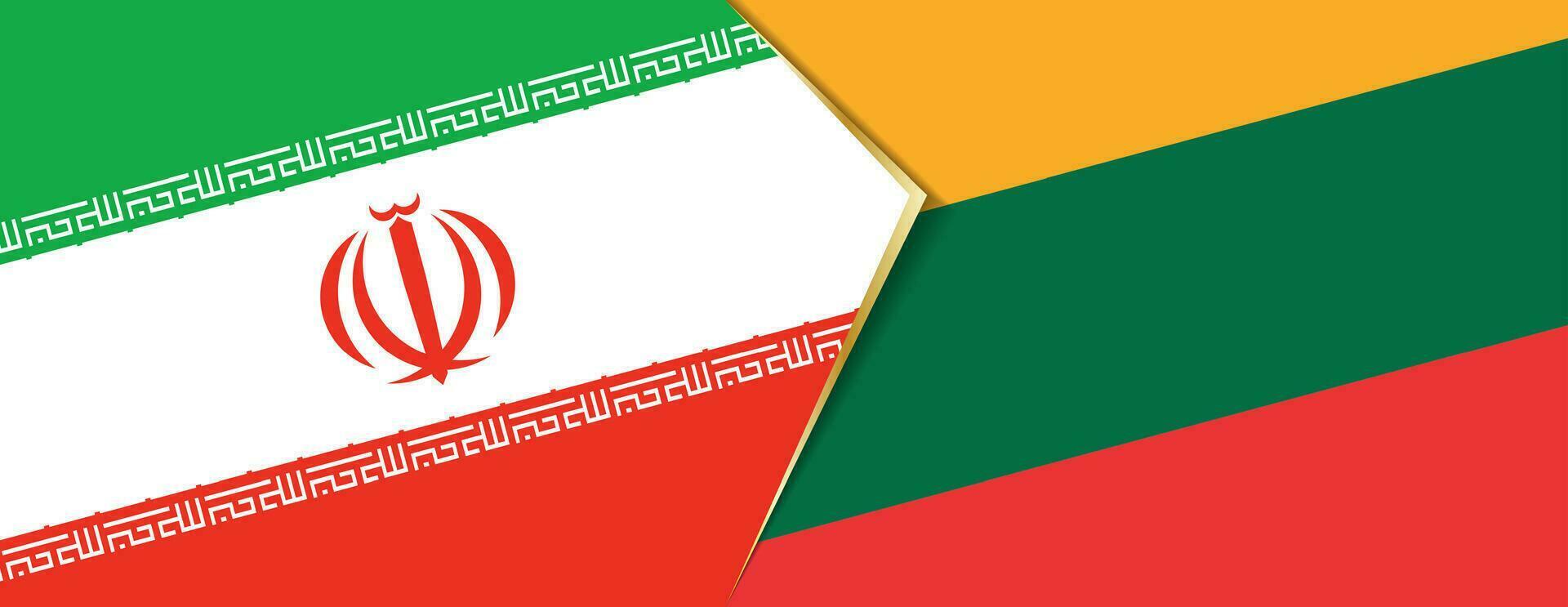 Iran and Lithuania flags, two vector flags.