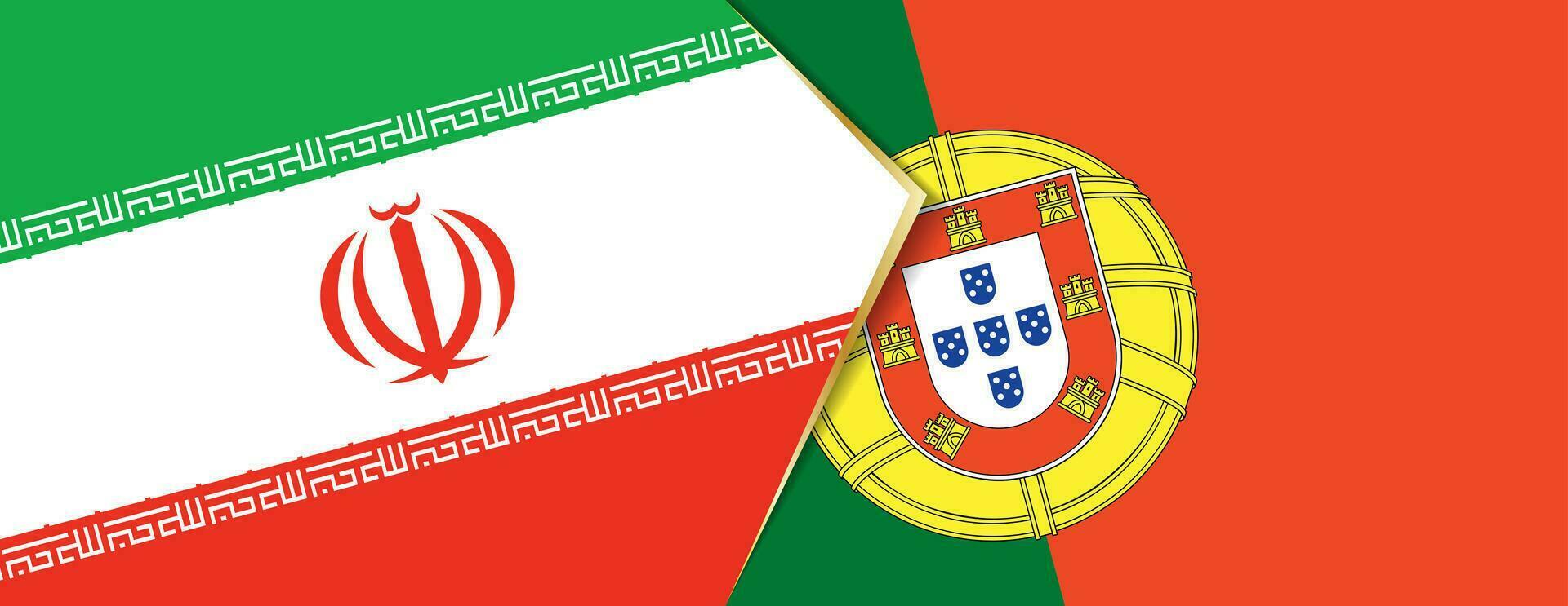 Iran and Portugal flags, two vector flags.