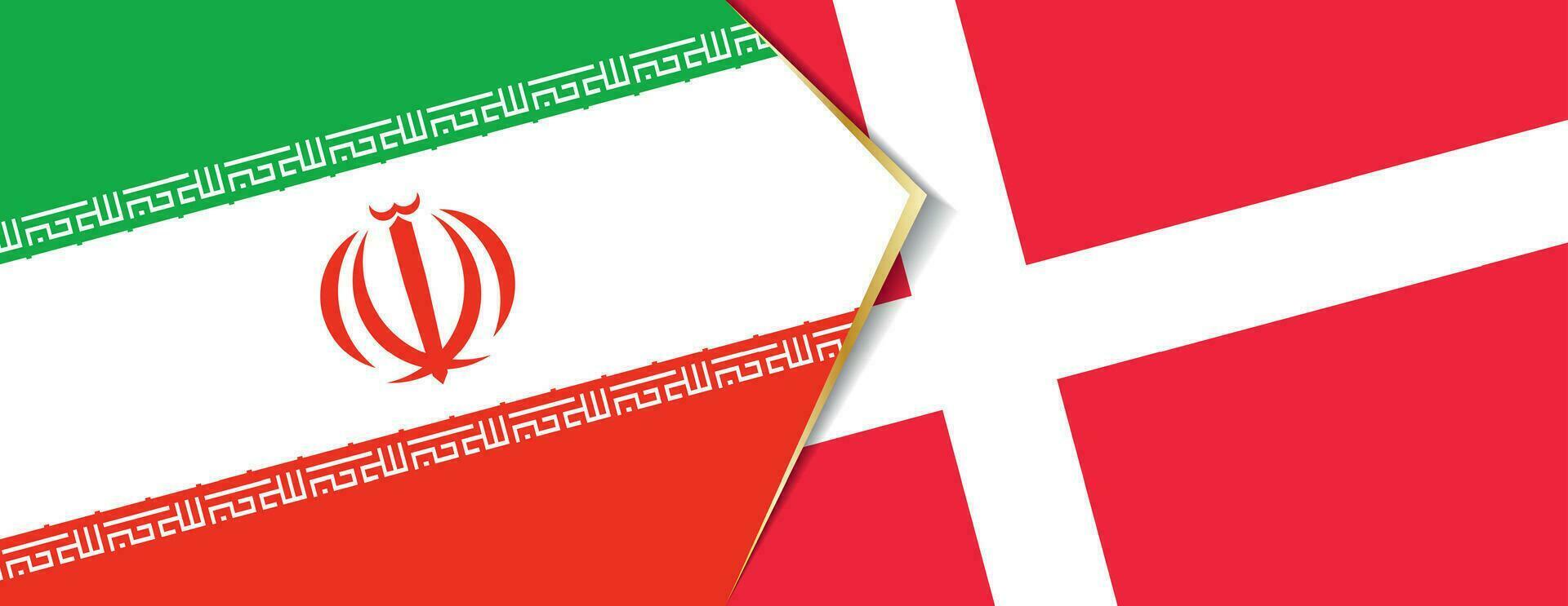 Iran and Denmark flags, two vector flags.