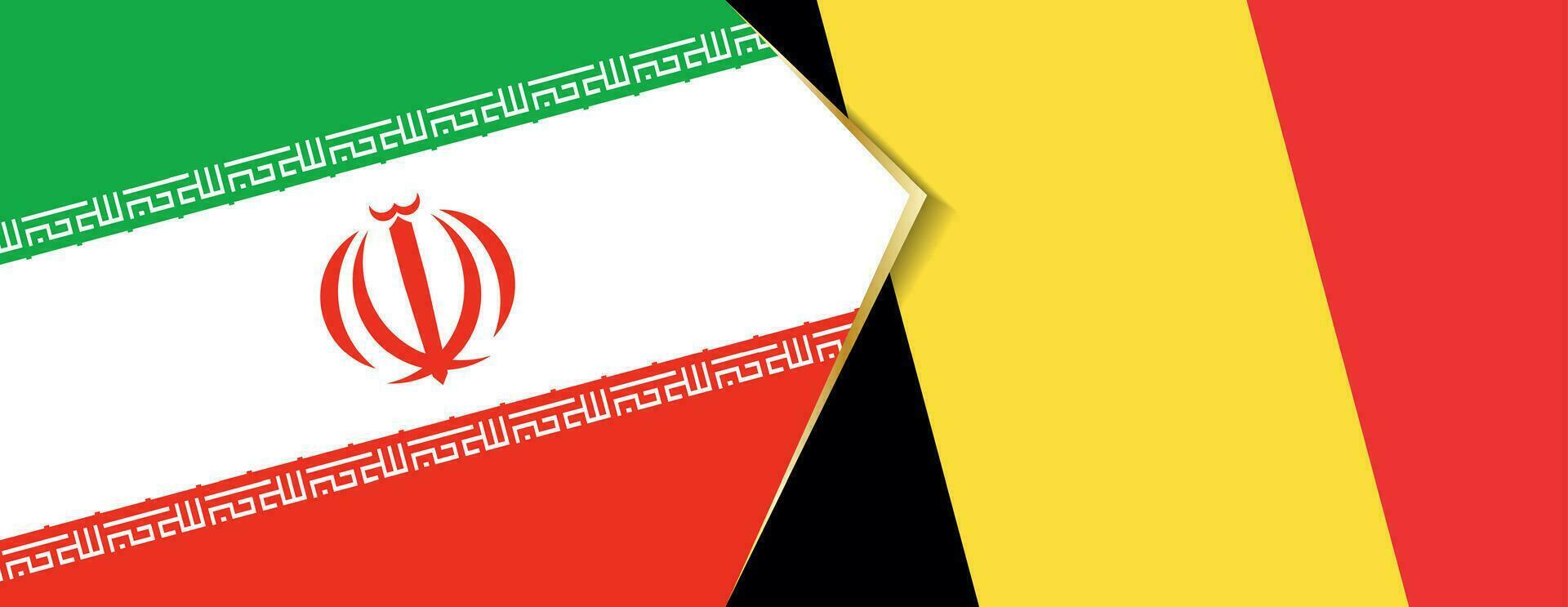 Iran and Belgium flags, two vector flags.