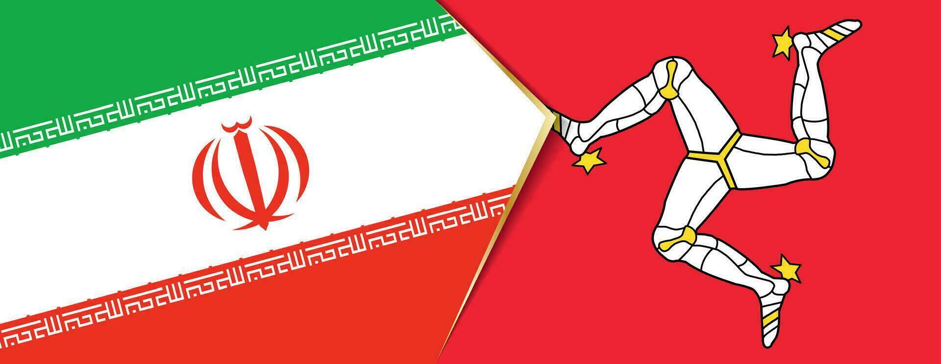 Iran and Isle of Man flags, two vector flags.