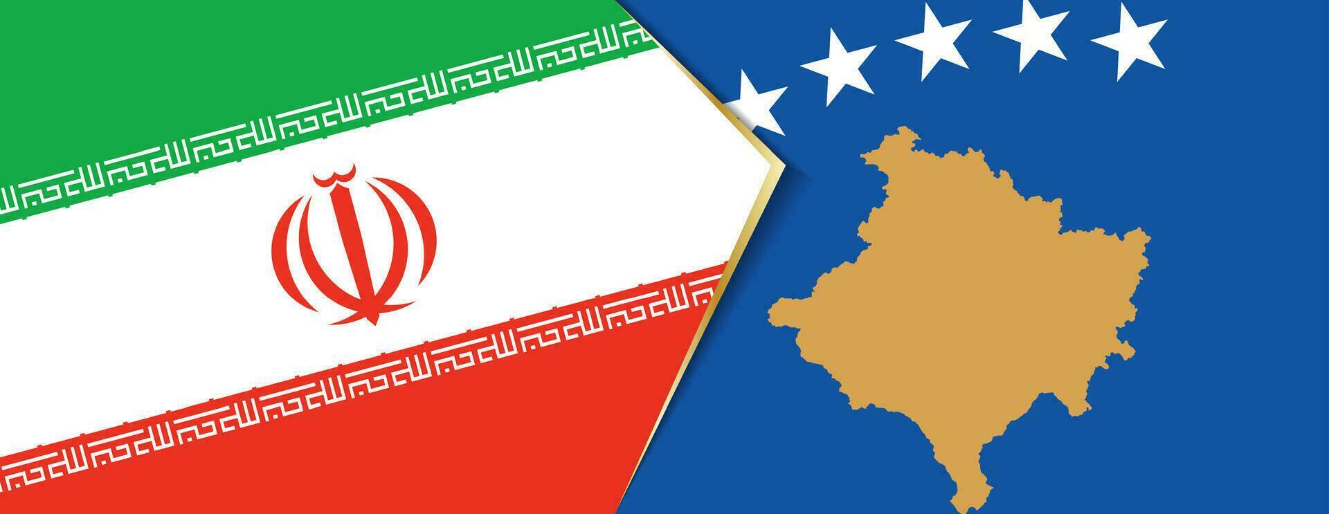 Iran and Kosovo flags, two vector flags.