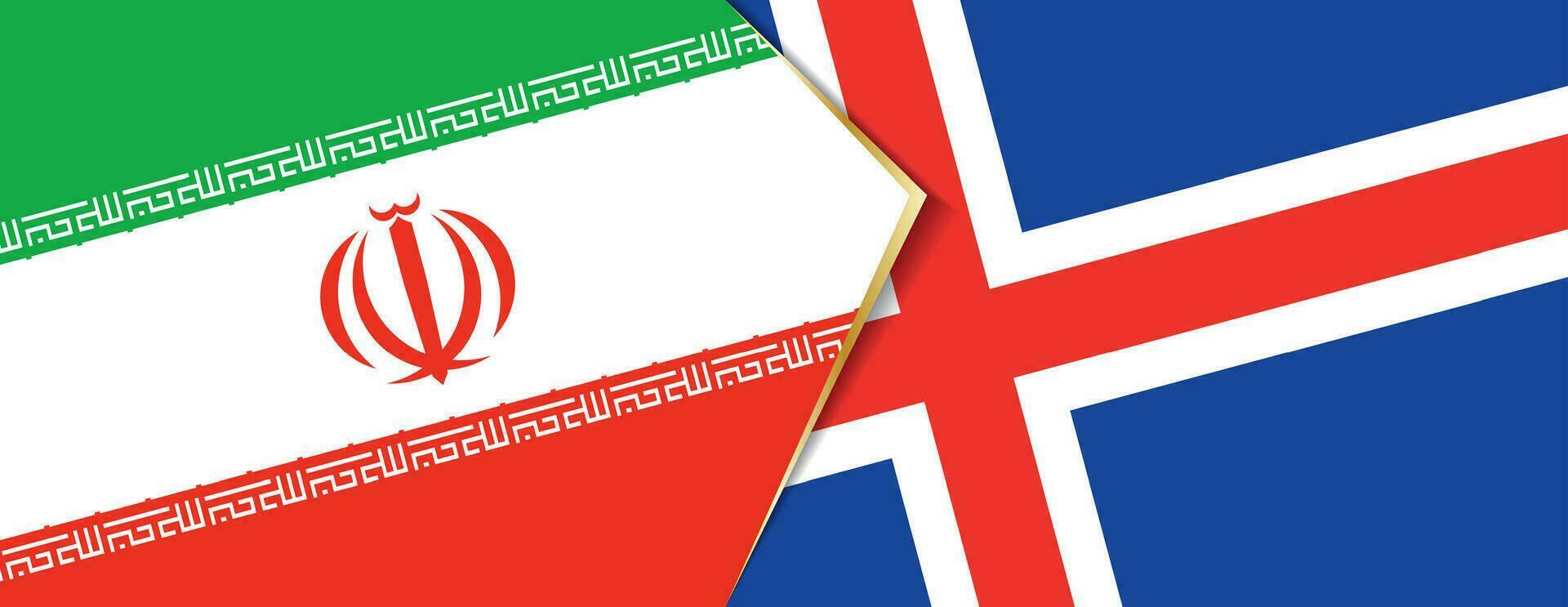 Iran and Iceland flags, two vector flags.