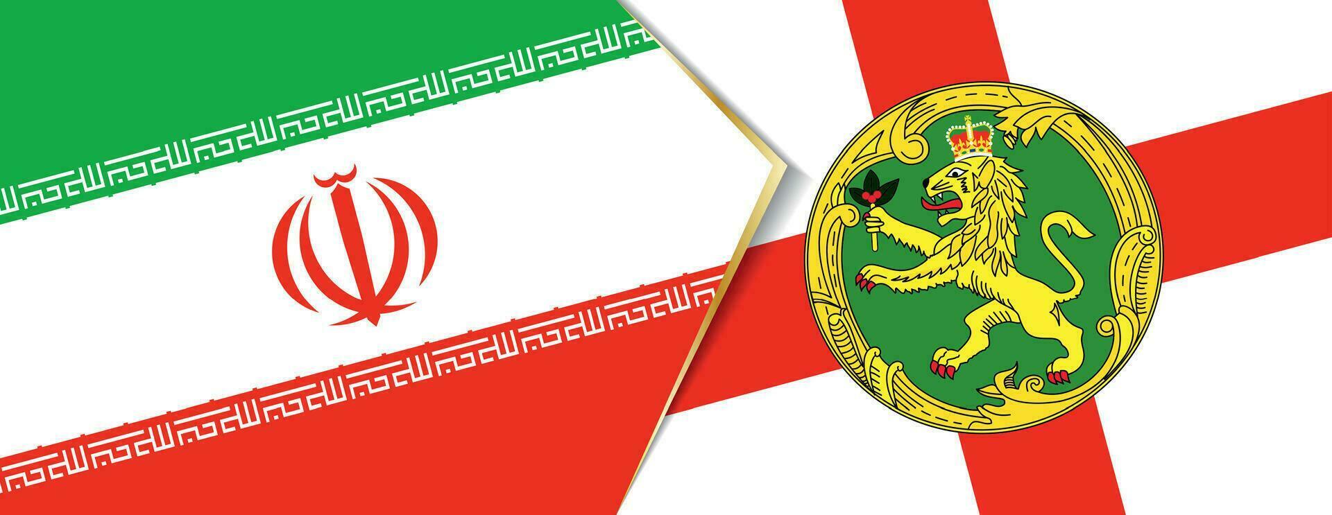 Iran and Alderney flags, two vector flags.