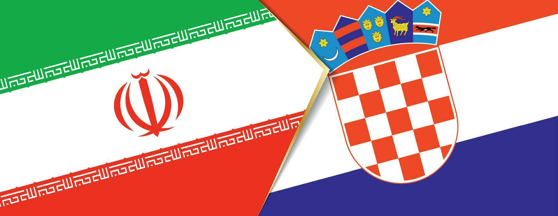 Iran and Croatia flags, two vector flags.
