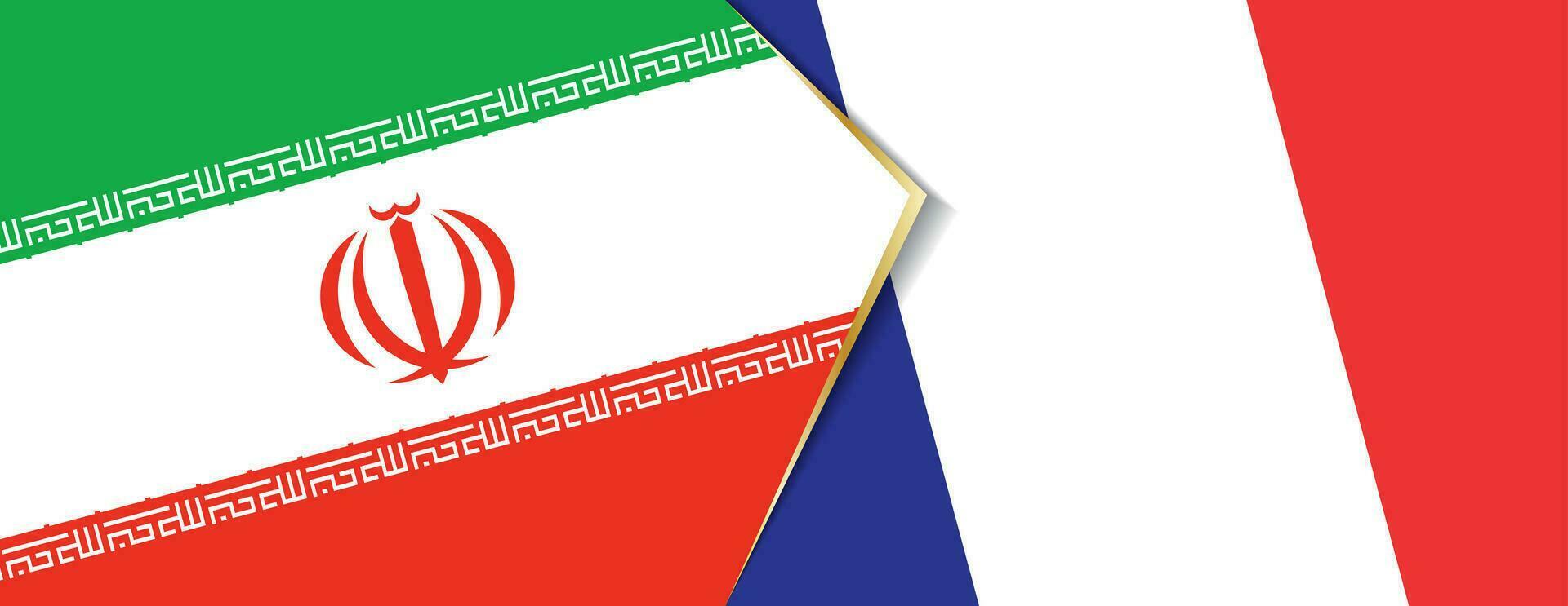 Iran and France flags, two vector flags.