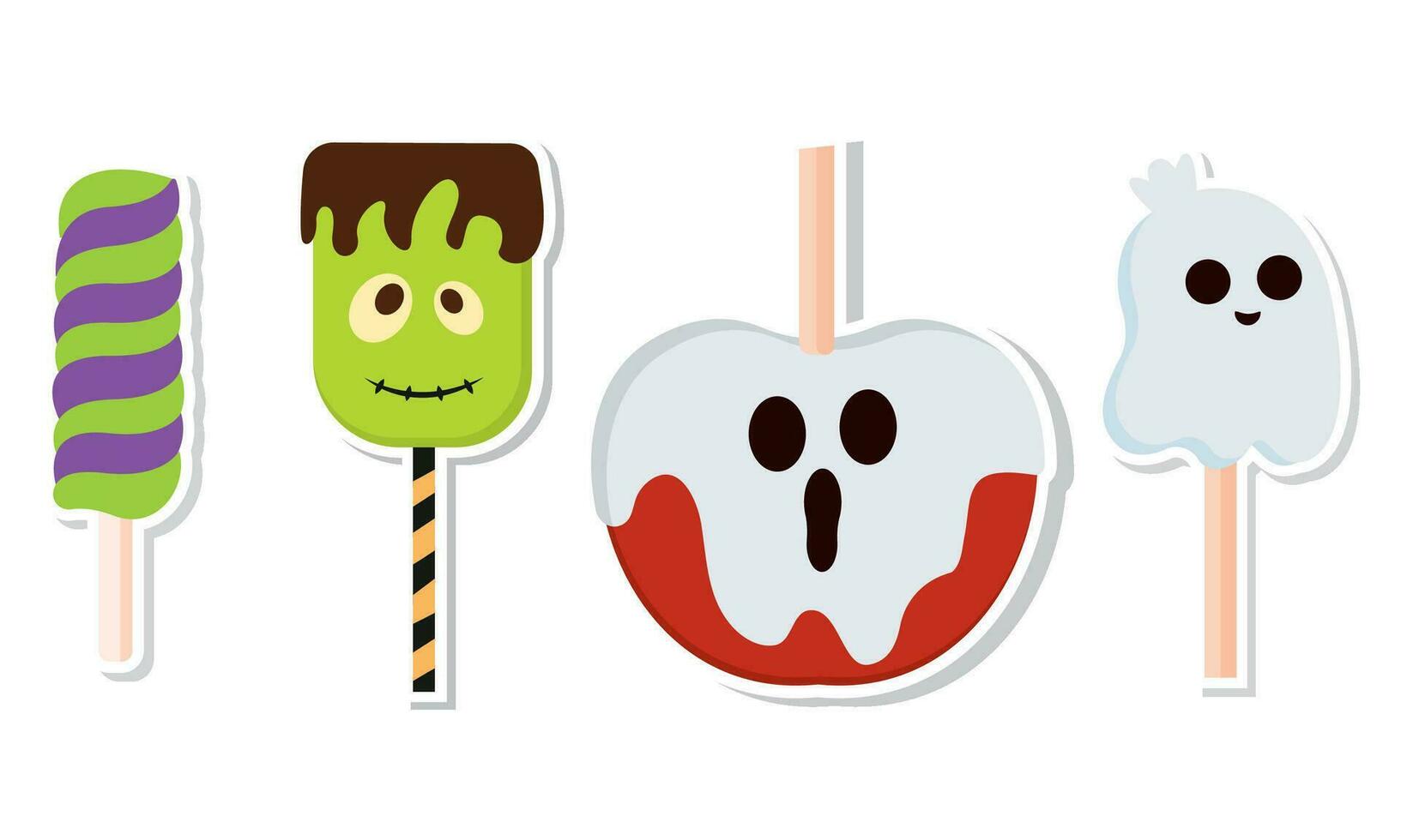 Set of cute halloween candies icons Vector illustration