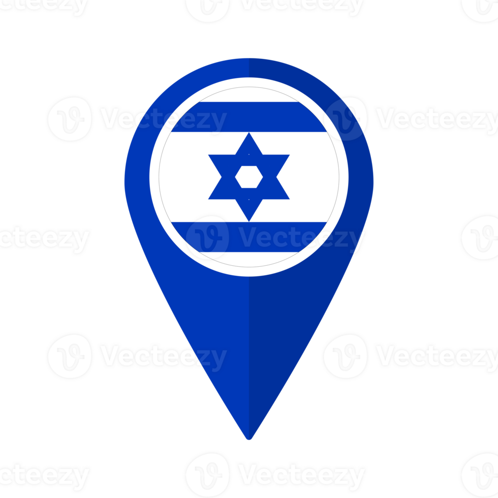 Flag of Israel flag on map pinpoint icon isolated blue color png