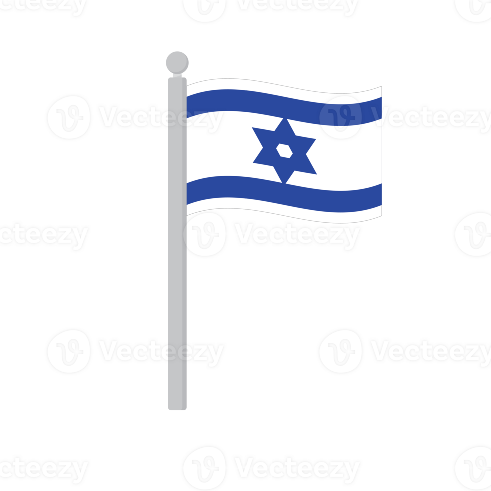 Flag of Israel on flagpole isolated png