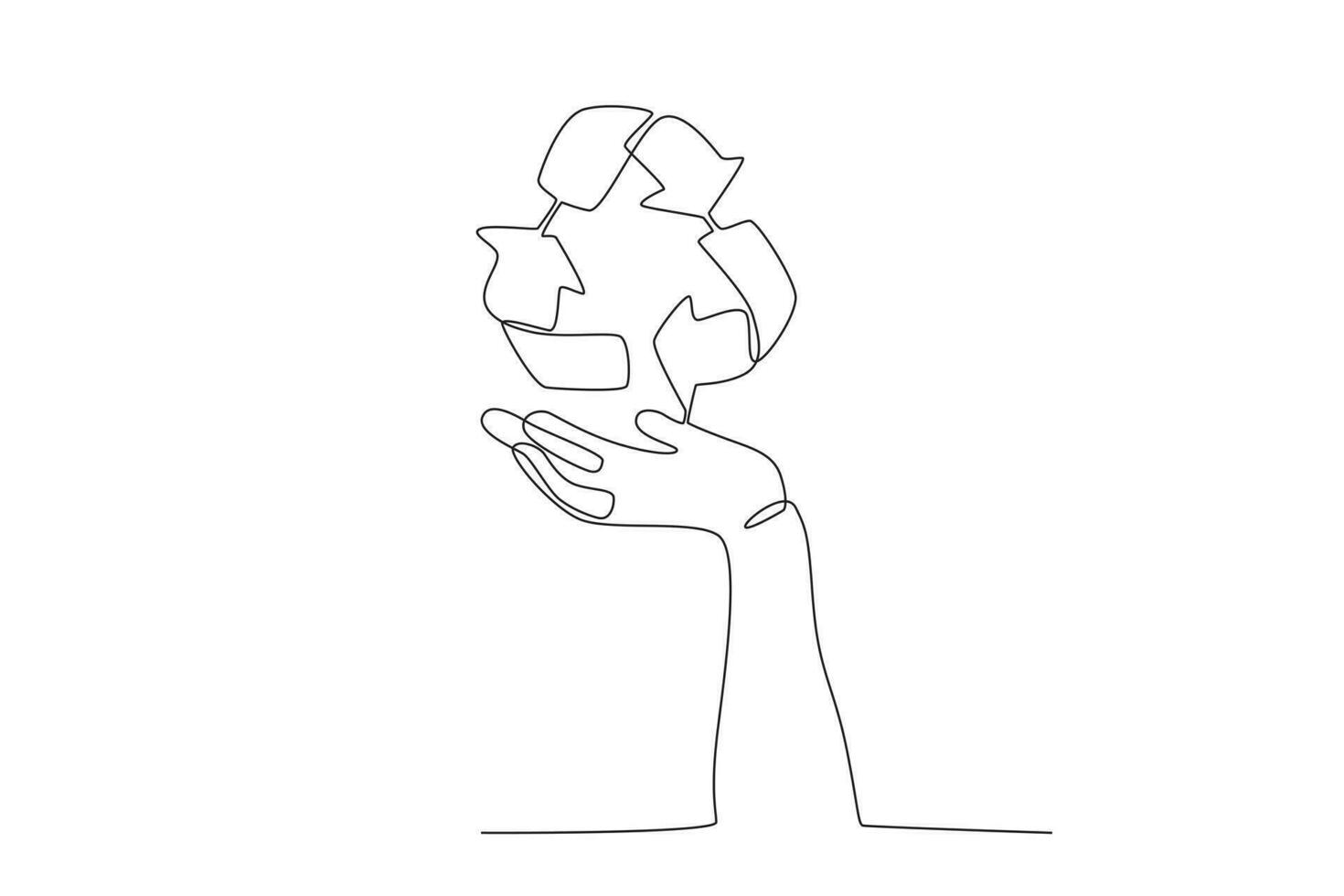 A hand and a recycling symbol vector
