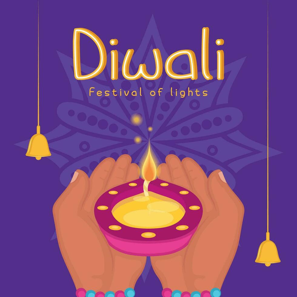 Diwali poster Traditional indian celebration Vector