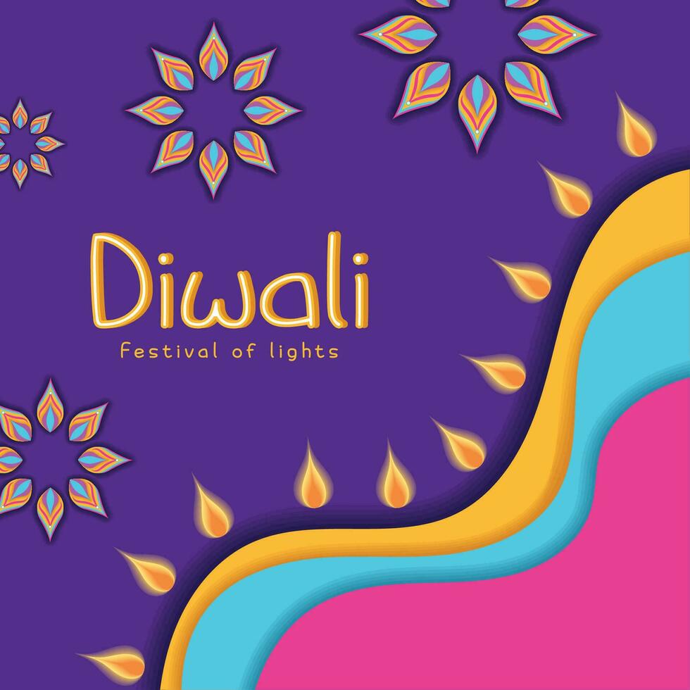 Diwali poster Traditional indian celebration Vector