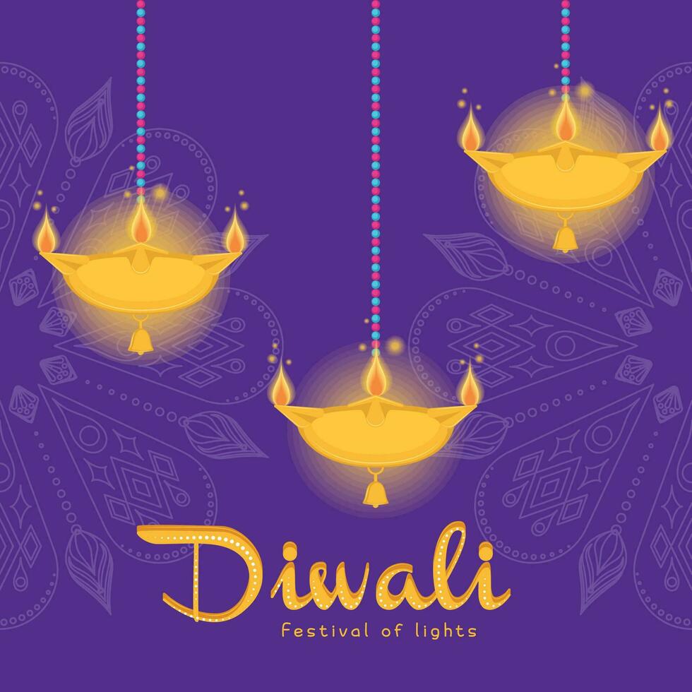 Diwali poster Traditional indian celebration Vector