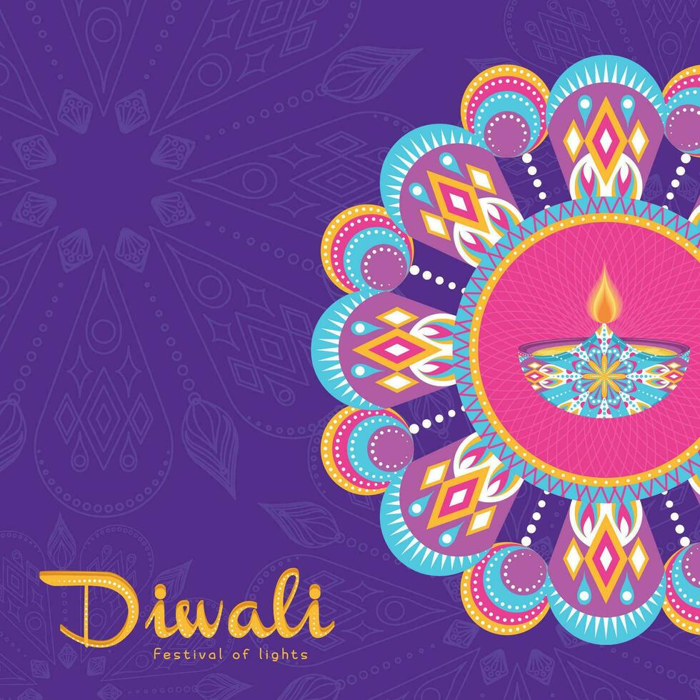 Diwali poster Traditional indian celebration Vector