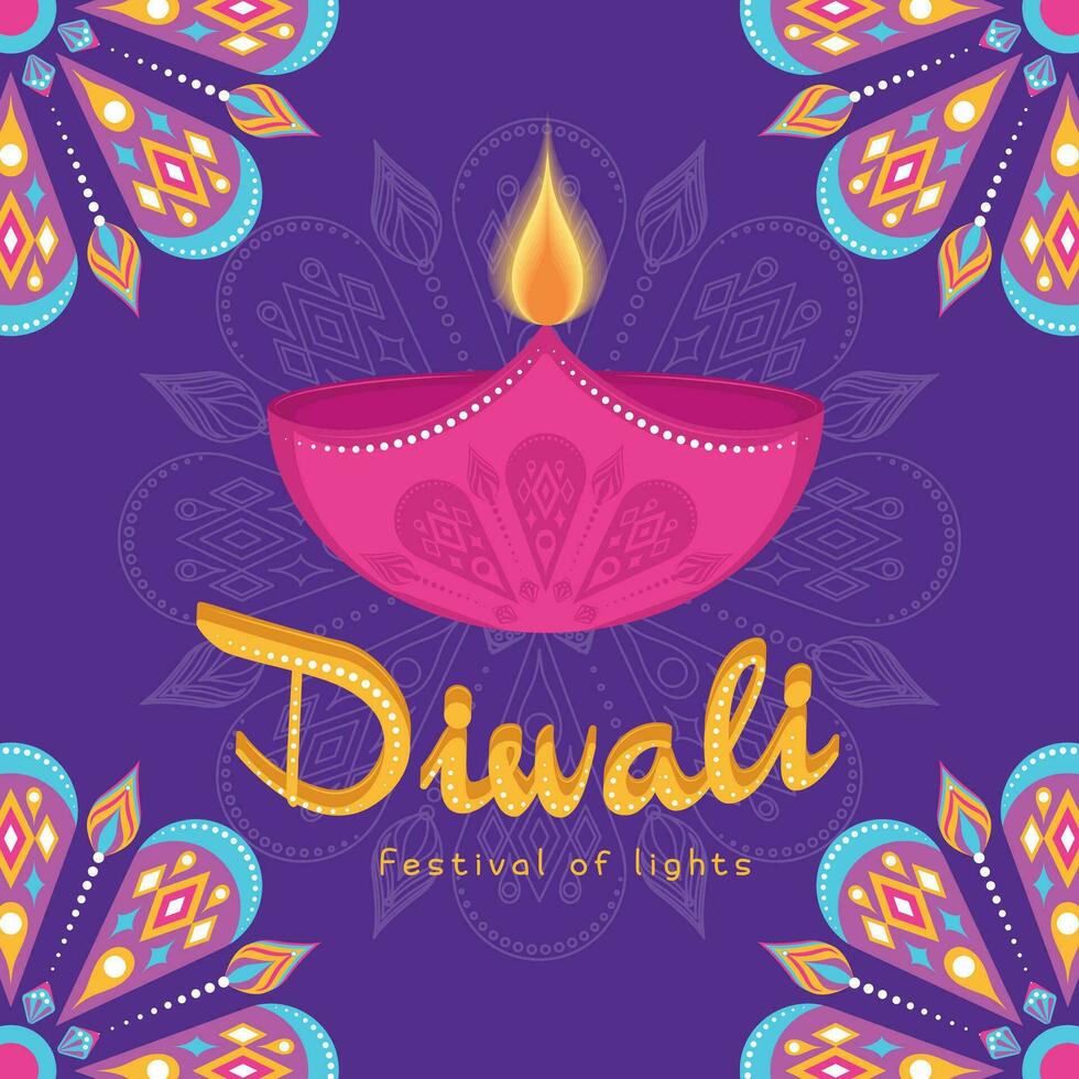 Diwali poster Traditional indian celebration Vector