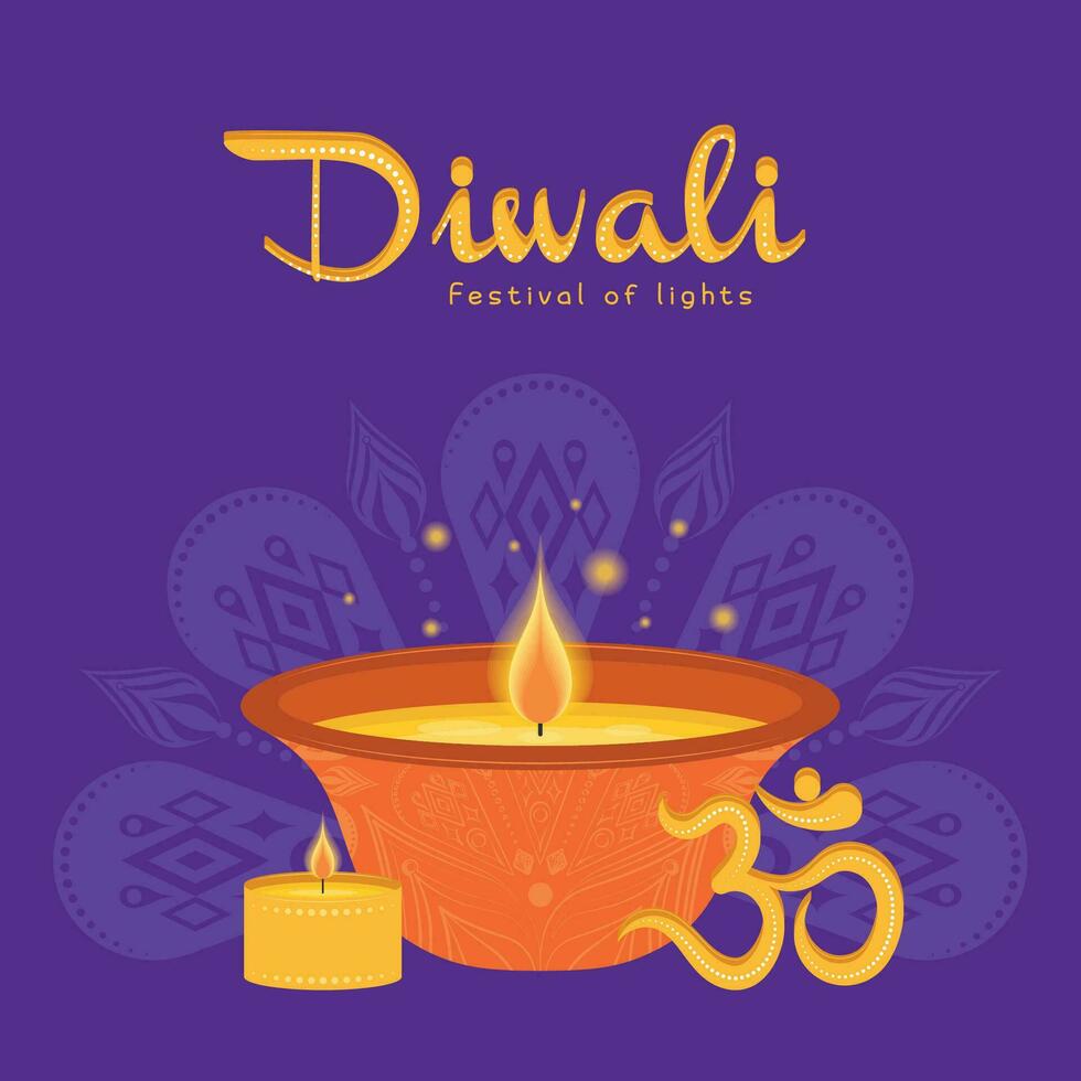 Diwali poster Traditional indian celebration Vector