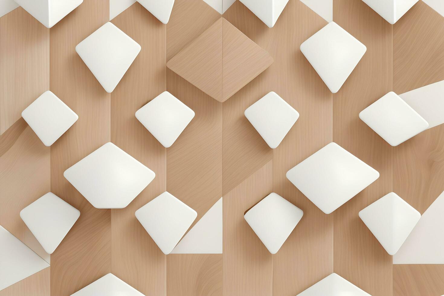 White Tile and Walnut Wood Design  with  Seamless Realistic Texture  generated by Ai photo