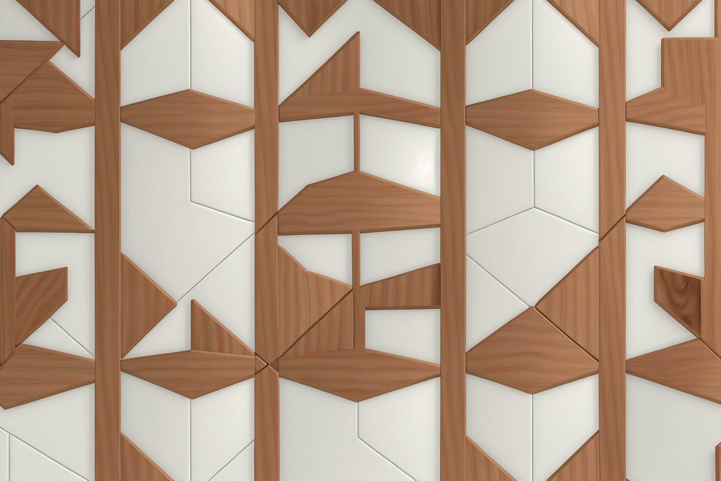 White Tile and Walnut Wood Design  with  Seamless Realistic Texture  generated by Ai photo