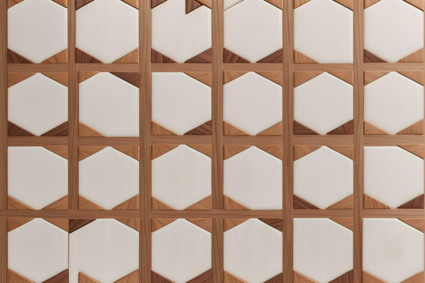 White Tile and Walnut Wood Design  with  Seamless Realistic Texture  generated by Ai photo
