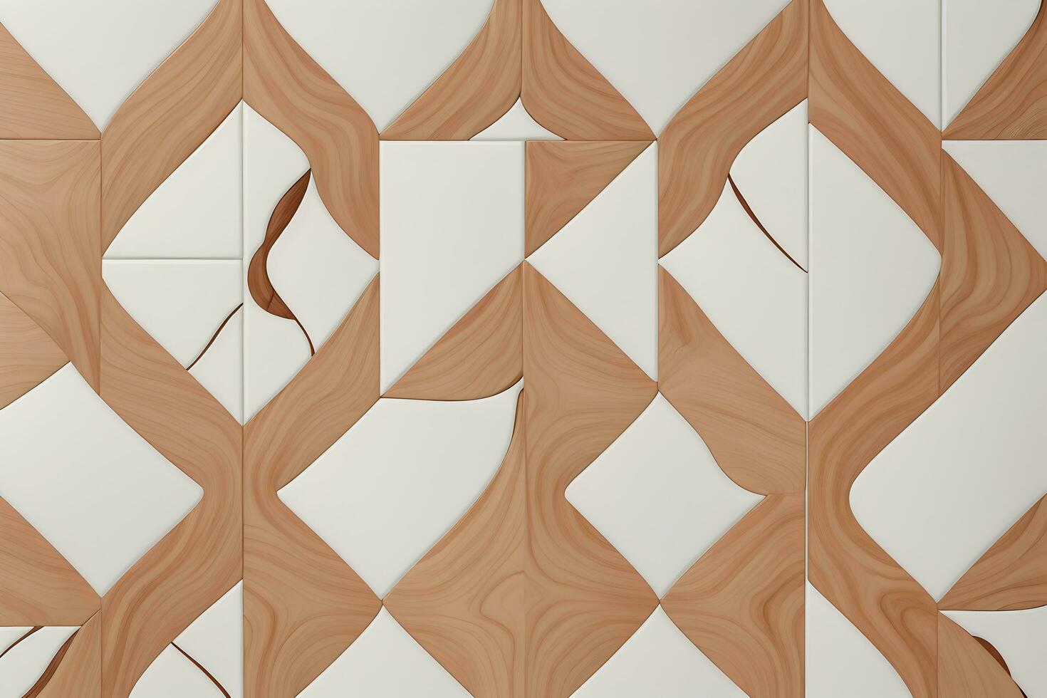 White Tile and Walnut Wood Design  with  Seamless Realistic Texture  generated by Ai photo