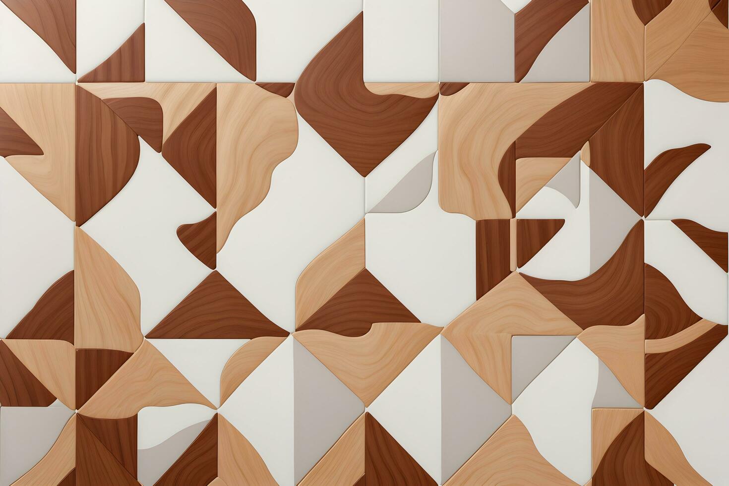 White Tile and Walnut Wood Design  with  Seamless Realistic Texture  generated by Ai photo